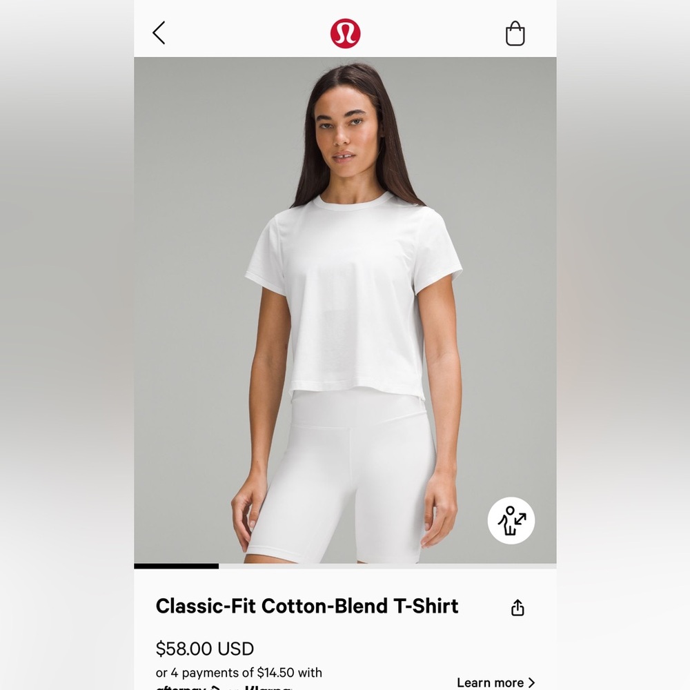 Lululemon NWT Classic Fit Cotton Blend Tee - White